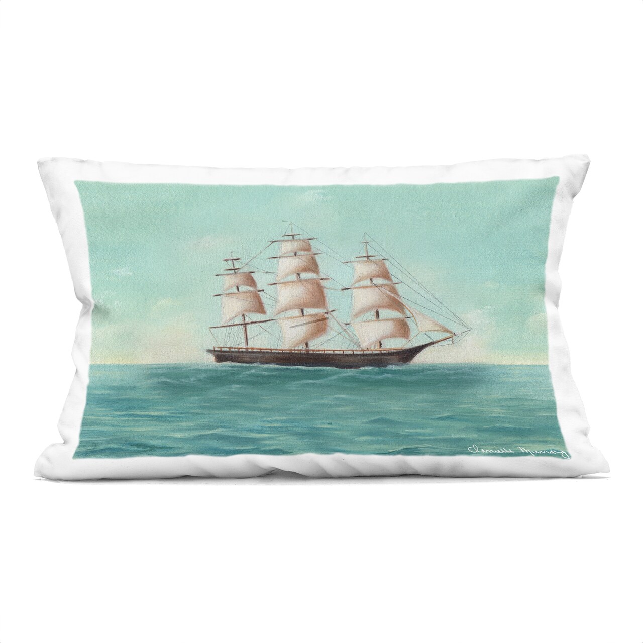 Stupell Industries Classic Ship on Voyage Decorative Printed Throw Pillow, design by Danielle Murray, 14 x 7 x 20